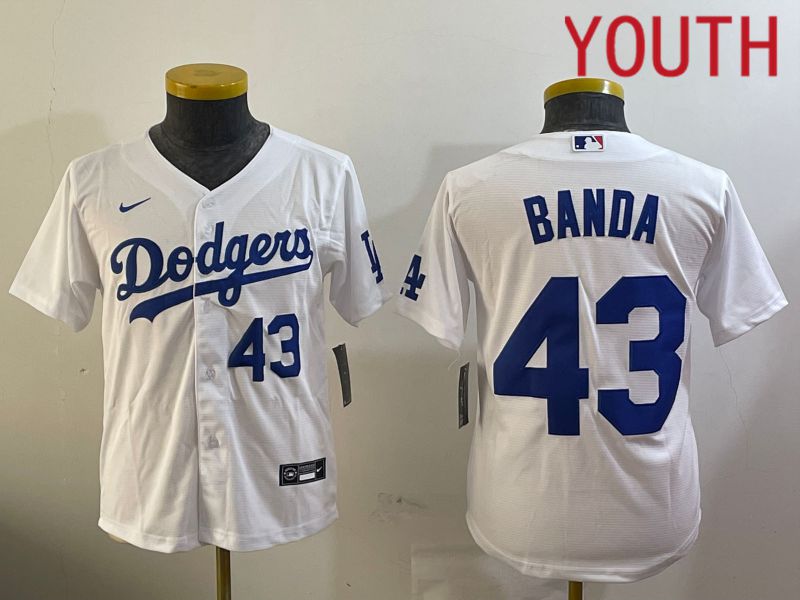 Youth Los Angeles Dodgers #43 Banda White Game 2024 Nike MLB Jersey style 12093